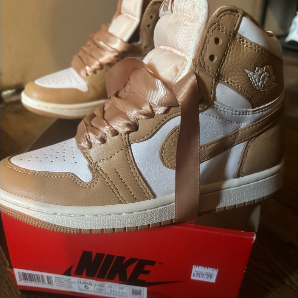 Nike Women's Brown and White High-Top Sneakers